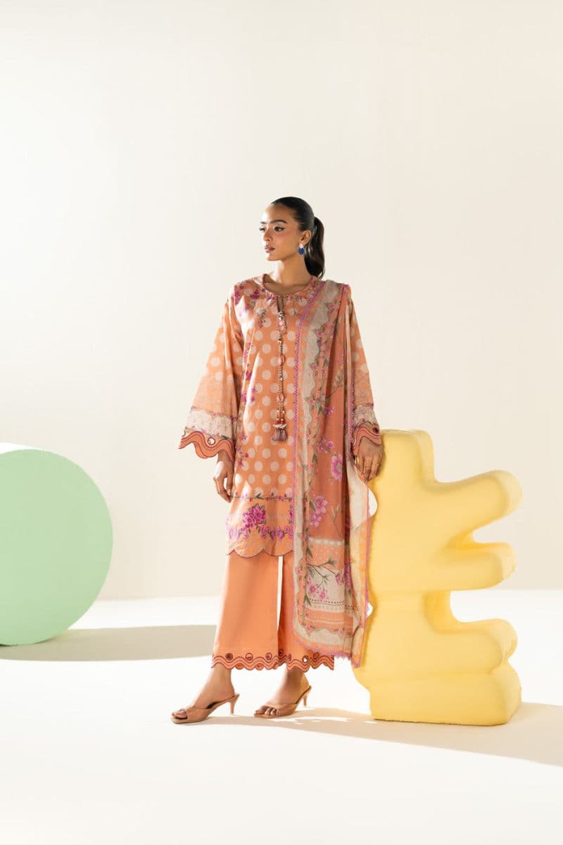 Peach Printed Lawn 3 Piece Unstitched Suit thumbnail