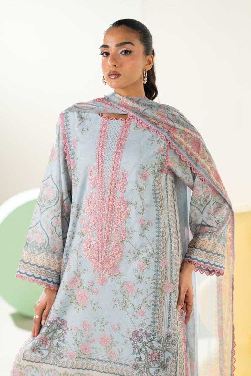 Blue Embroidered Lawn 3 Piece Unstitched Suit thumbnail