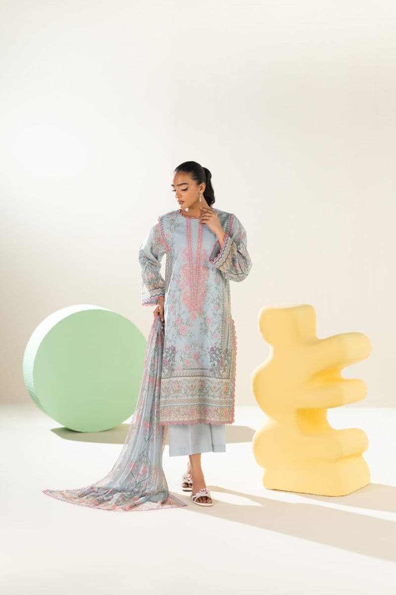 Blue Embroidered Lawn 3 Piece Unstitched Suit thumbnail