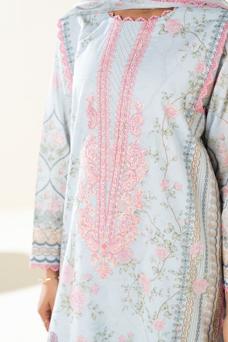 Blue Embroidered Lawn 3 Piece Unstitched Suit thumbnail