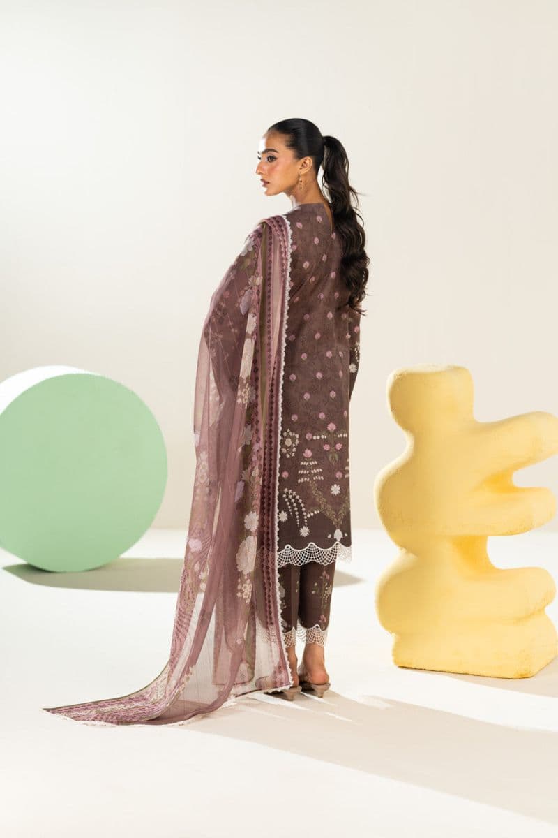 Brown Embroidered Lawn 3 Piece Unstitched Suit thumbnail