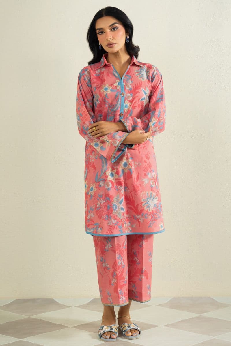 Red Printed Lawn 2 Piece Unstitched Suit thumbnail