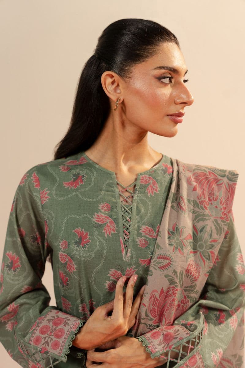 Olive Printed Cambric 2 Piece Dupatta thumbnail