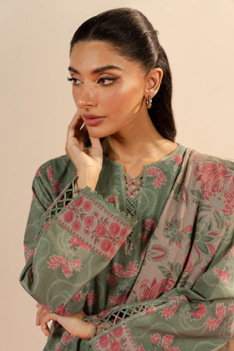 Olive Printed Cambric 2 Piece Dupatta thumbnail