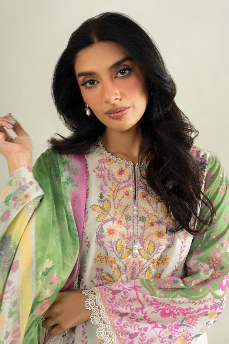 Beige Embroidered Lawn 3 Piece Unstitched Suit thumbnail