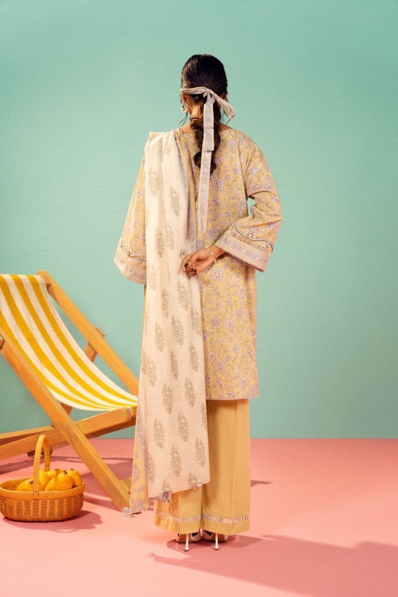 Yellow Printed Lawn 3 Piece Unstitched Suit thumbnail