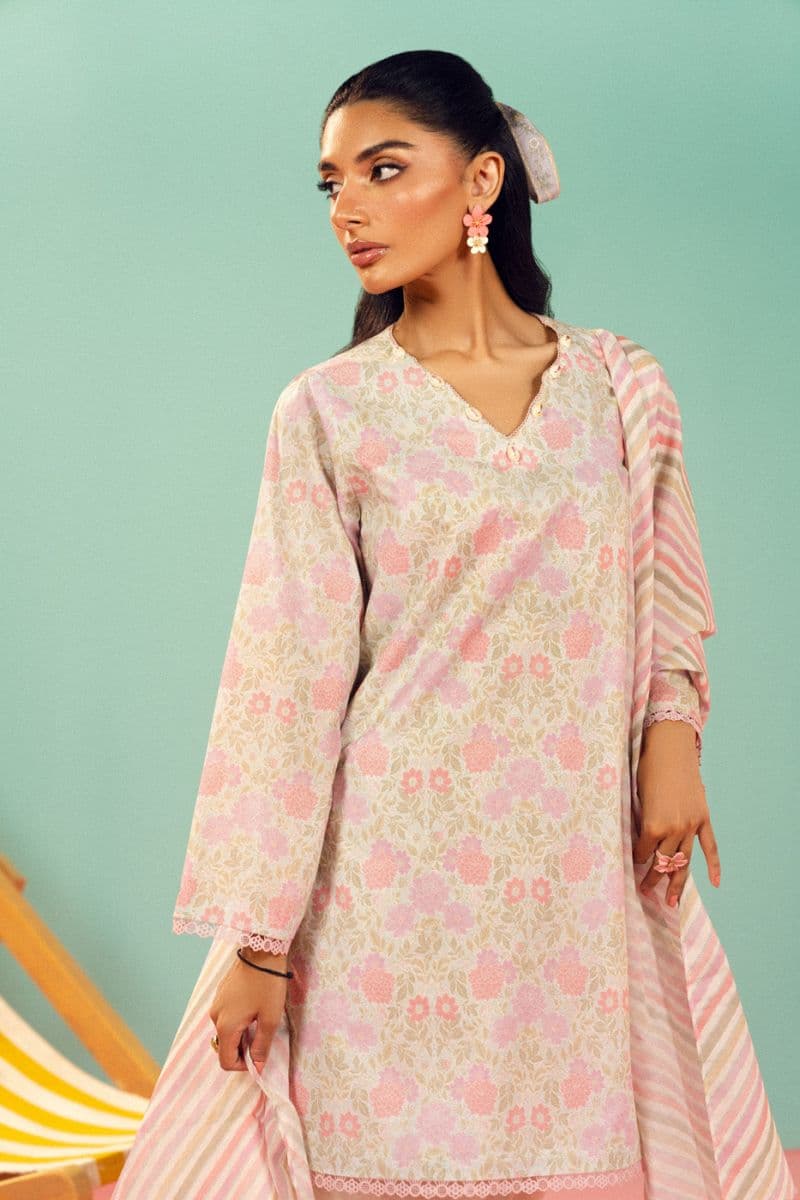 White Printed Lawn 3 Piece Unstitched Suit thumbnail