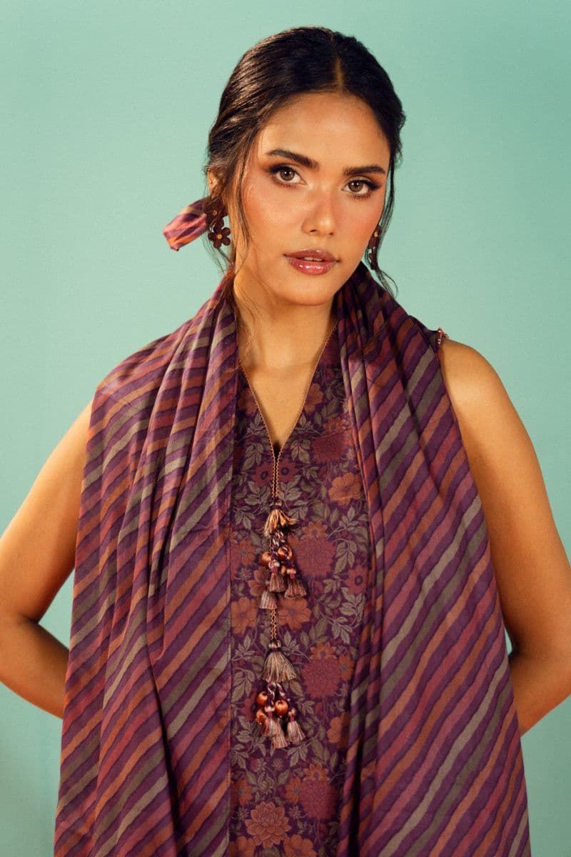 Purple Printed Lawn 3 Piece Unstitched Suit thumbnail