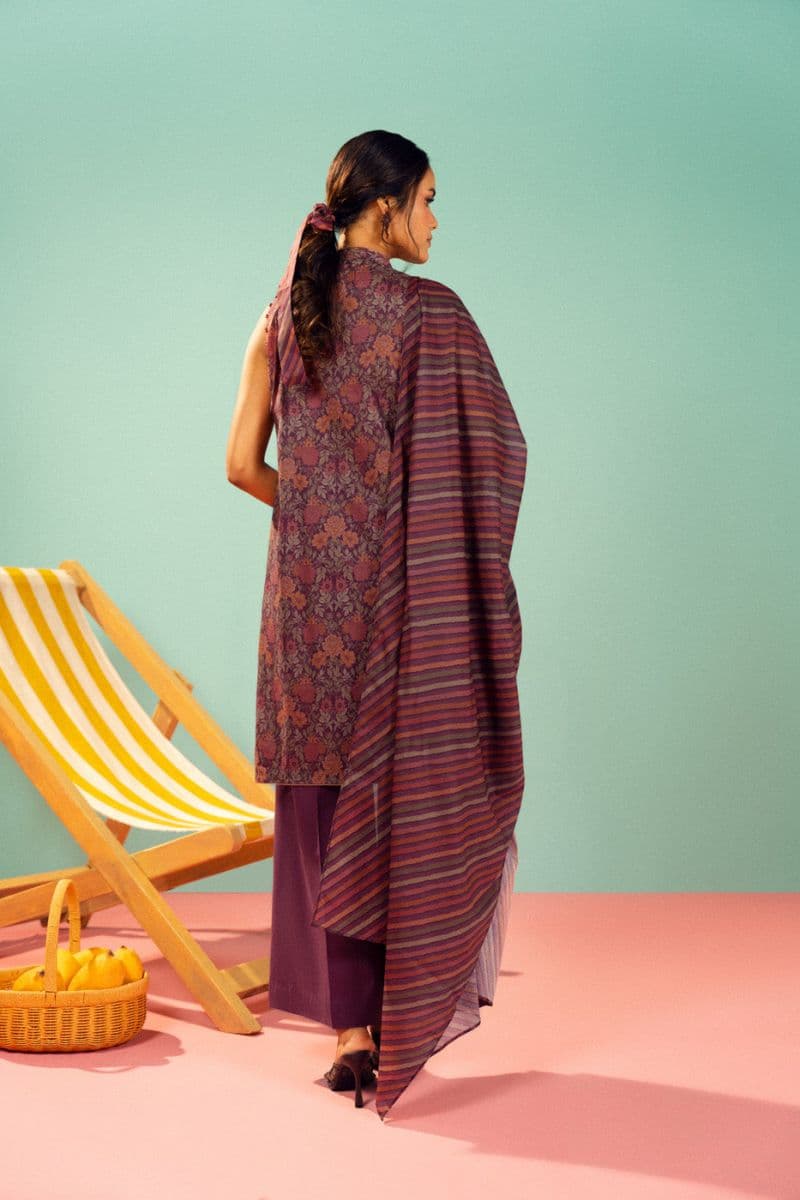Purple Printed Lawn 3 Piece Unstitched Suit thumbnail