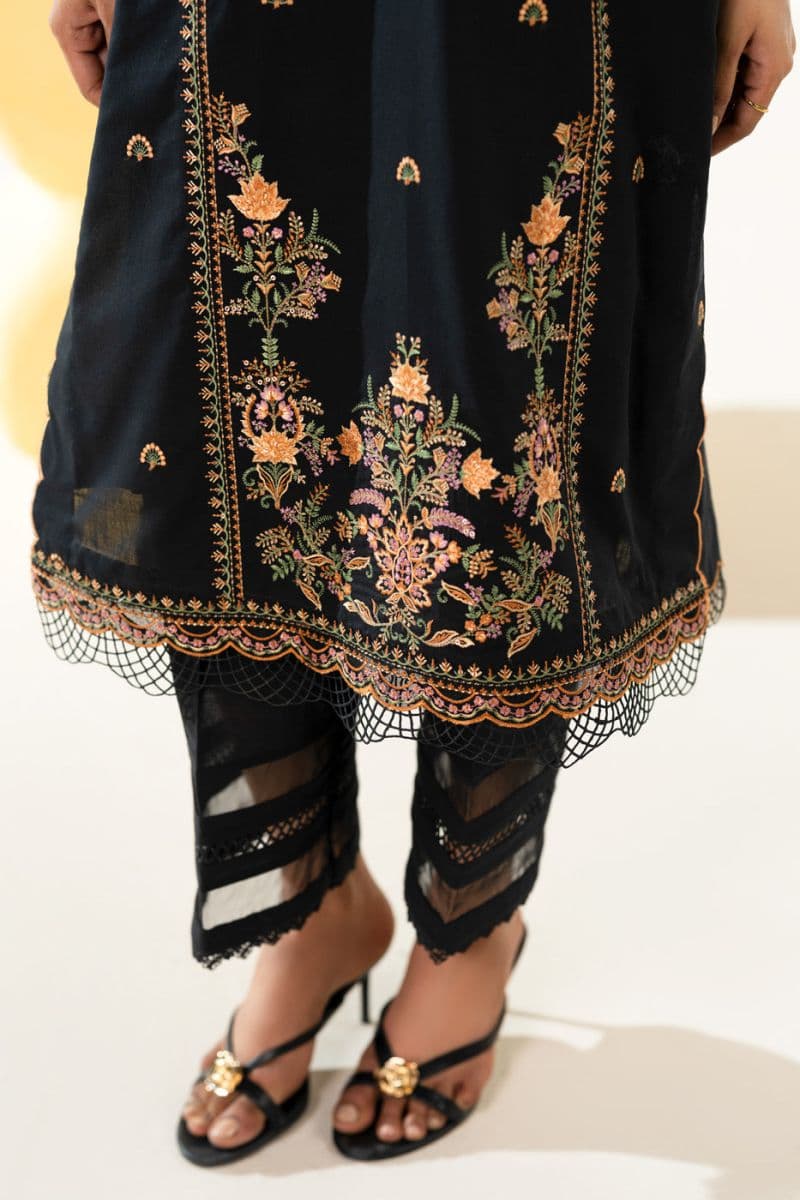 Black Embroidered Lawn 3 Piece Unstitched Suit thumbnail