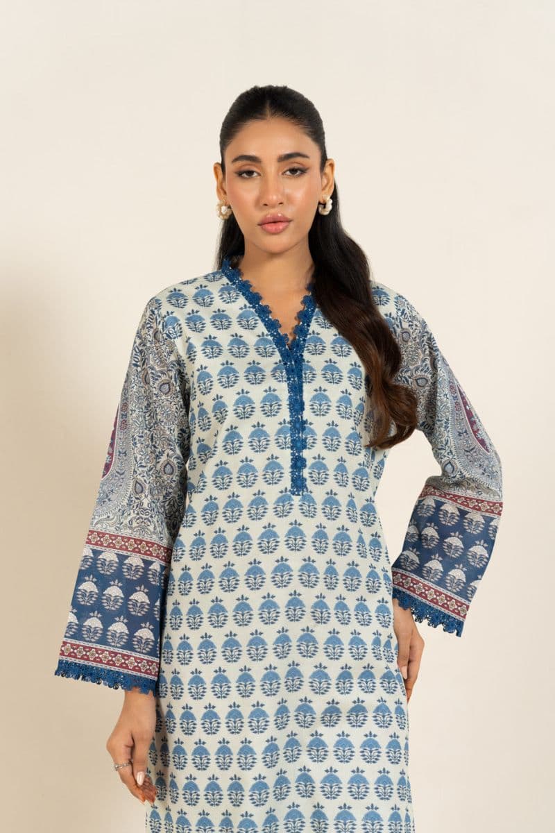 Beige Printed Lawn 2 Piece Unstitched Suit thumbnail