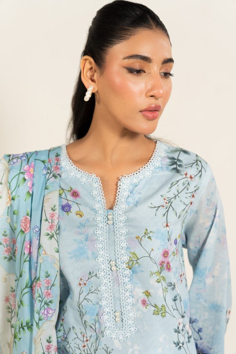 Light Blue Printed Lawn 2 Piece Dupatta thumbnail