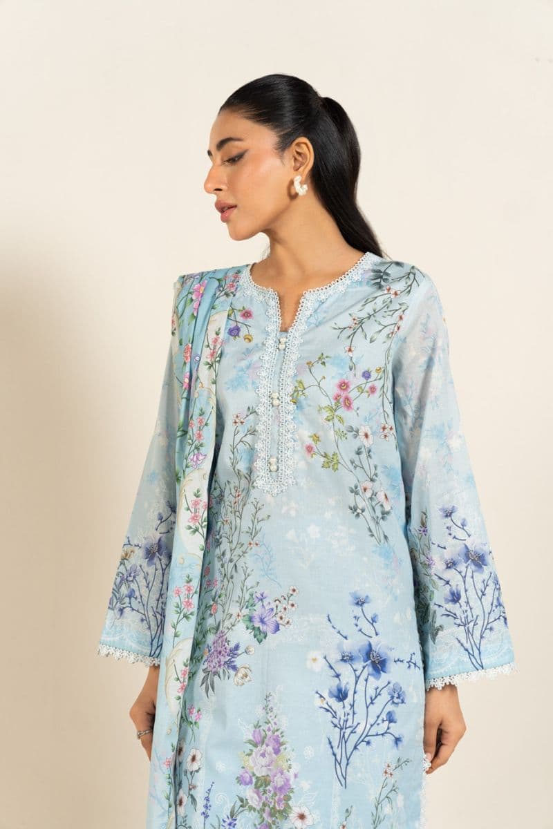 Light Blue Printed Lawn 2 Piece Dupatta thumbnail