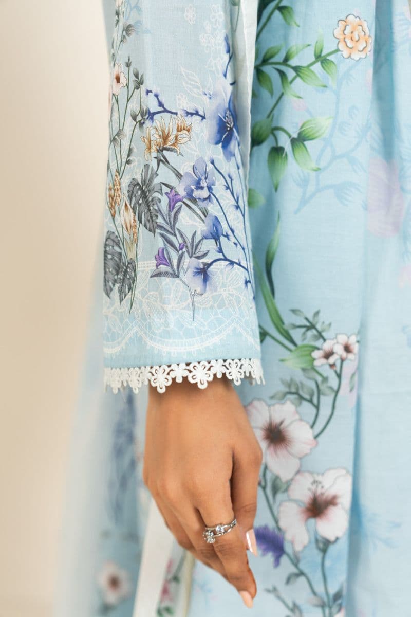 Light Blue Printed Lawn 2 Piece Dupatta thumbnail