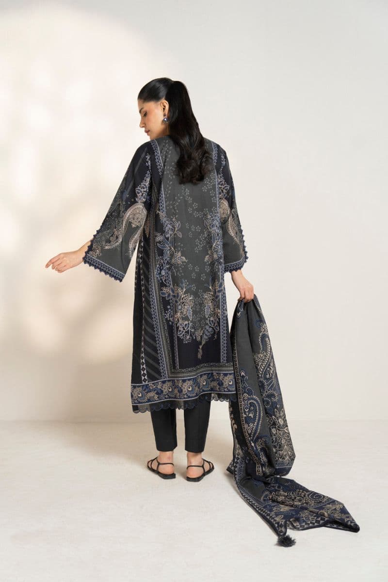 Black Printed Lawn 3 Piece Unstitched Suit thumbnail