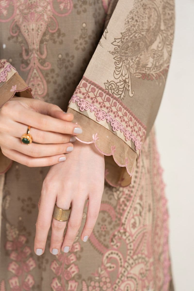 Beige Printed Lawn 3 Piece Unstitched Suit thumbnail