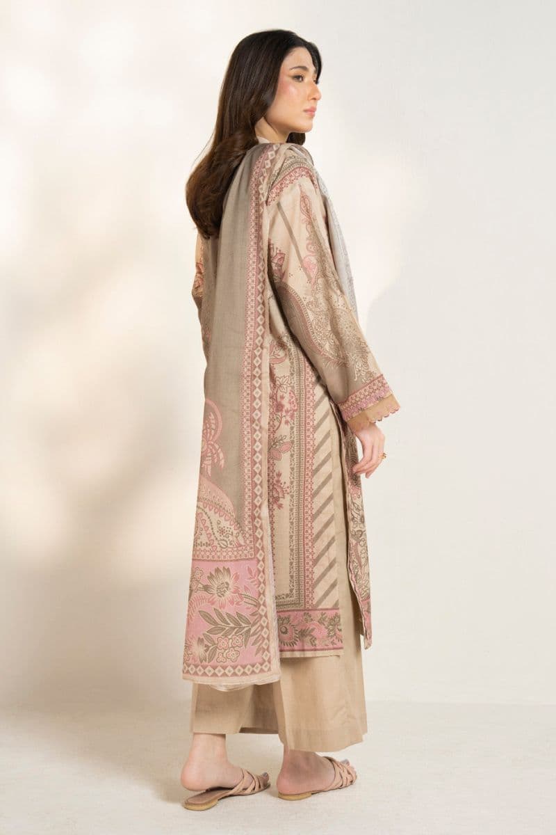 Beige Printed Lawn 3 Piece Unstitched Suit thumbnail