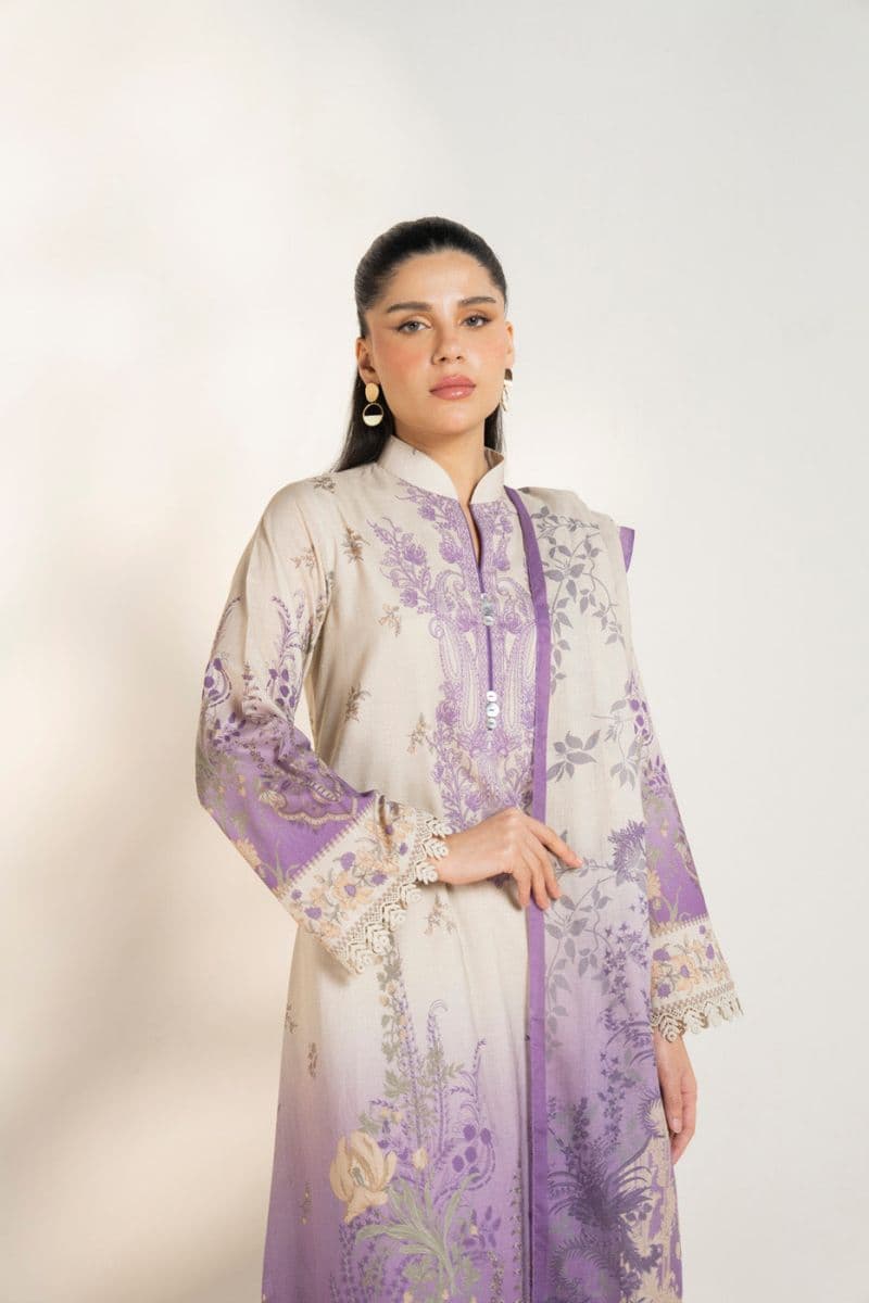 Purple Printed Lawn 3 Piece Unstitched Suit thumbnail