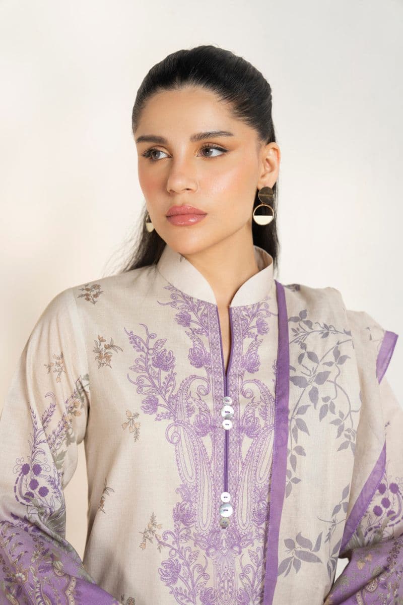 Purple Printed Lawn 3 Piece Unstitched Suit thumbnail