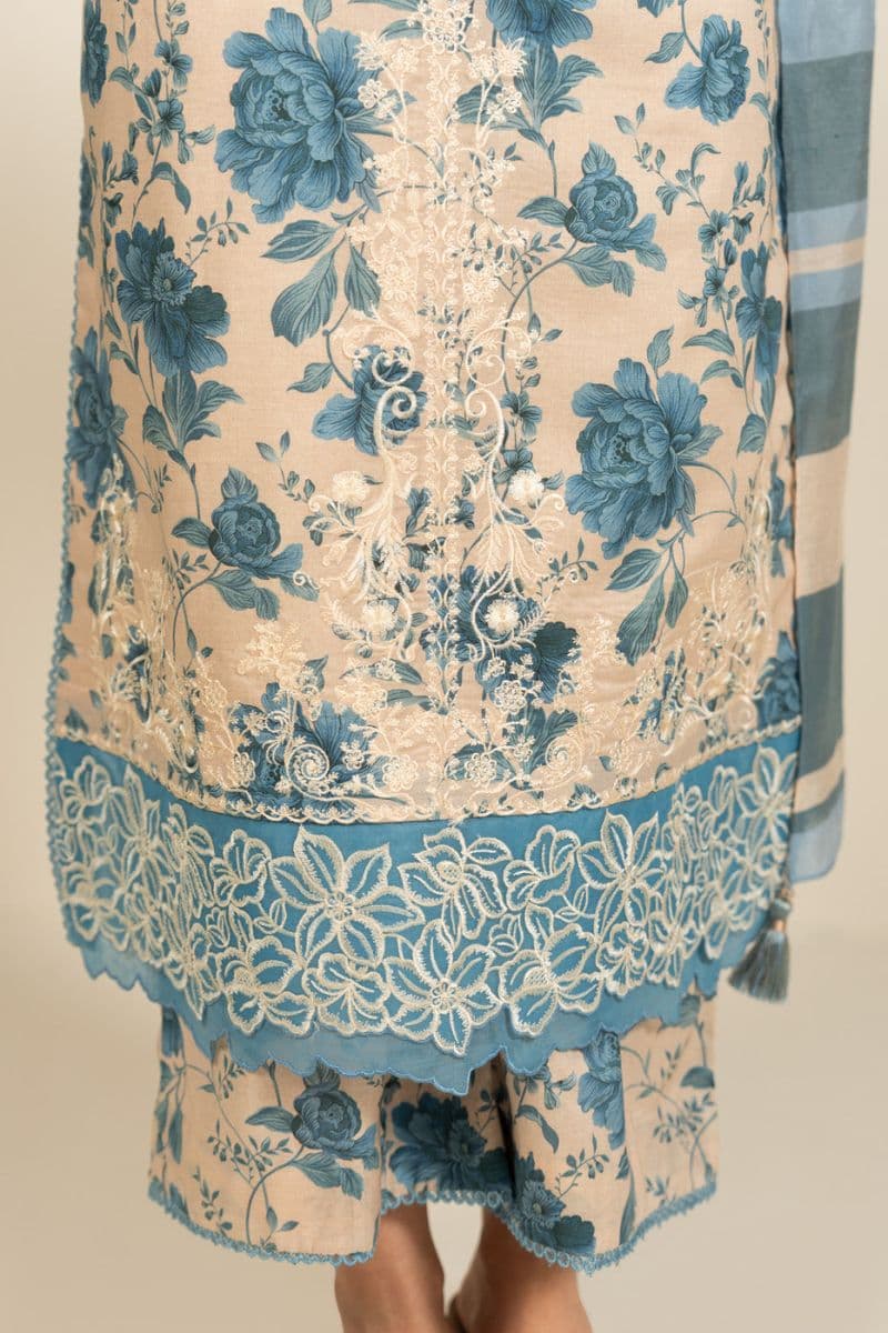 Beige Embroidered Lawn 3 Piece Unstitched Suit thumbnail