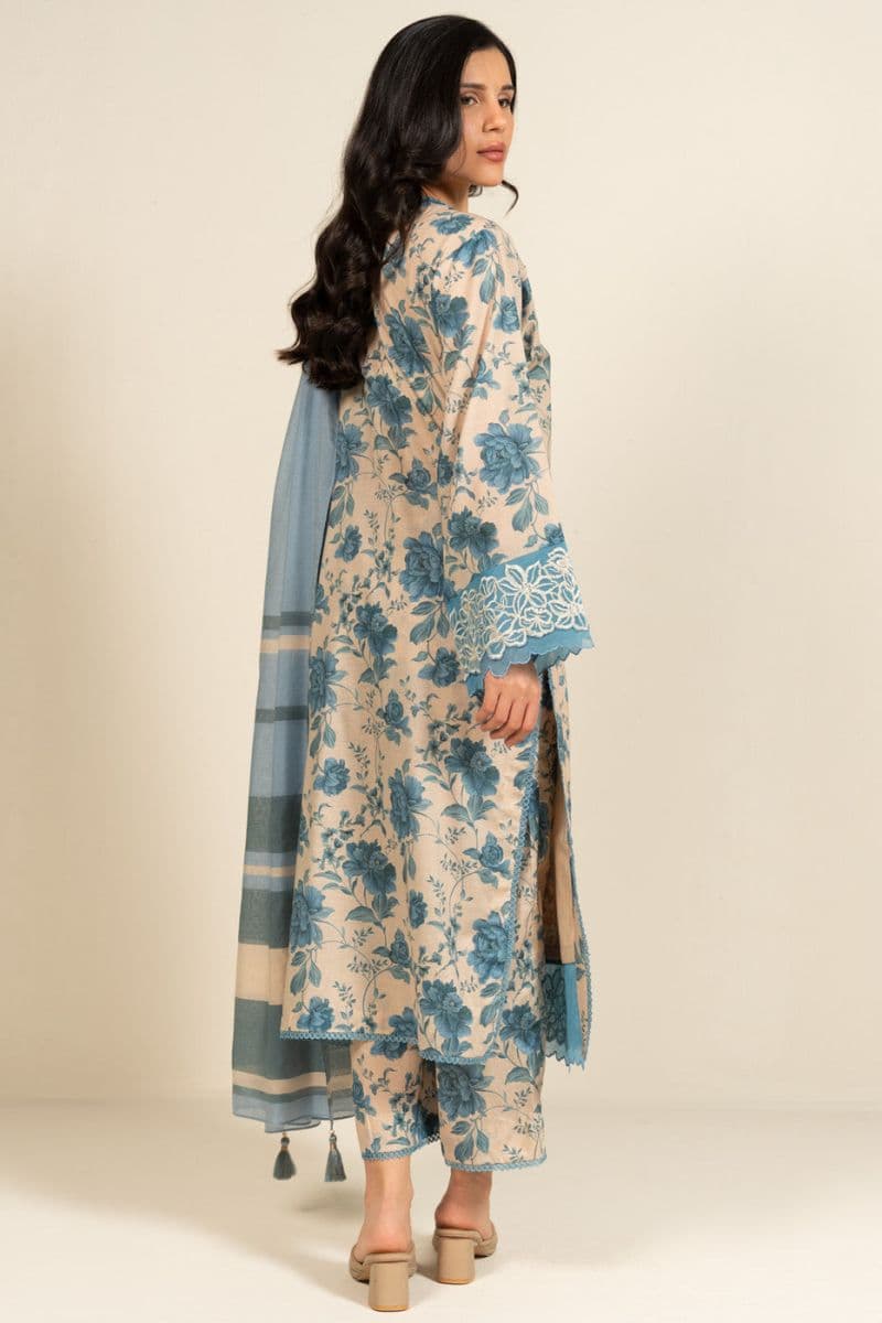 Beige Embroidered Lawn 3 Piece Unstitched Suit thumbnail