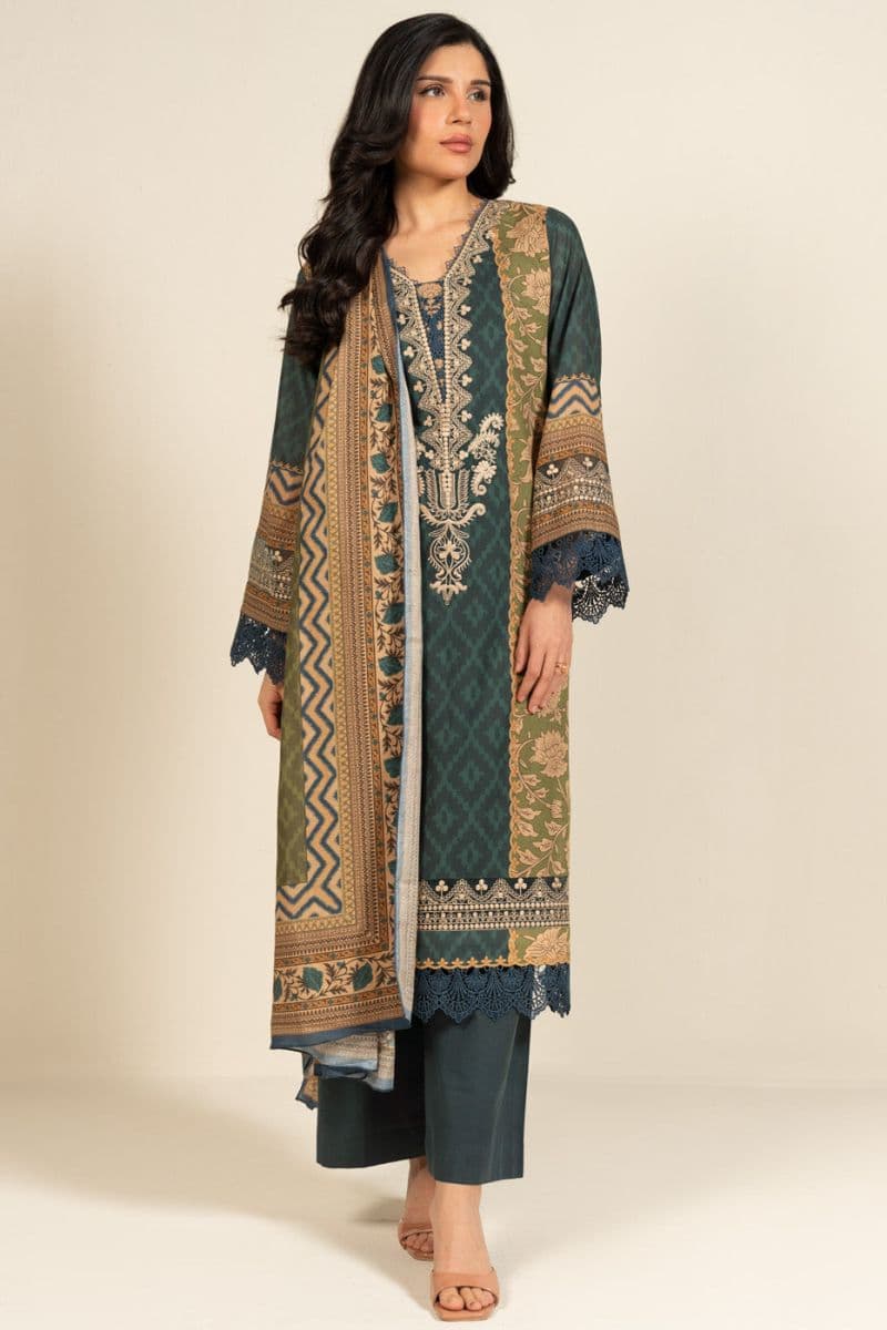 Blue Embroidered Lawn 3 Piece Unstitched Suit thumbnail