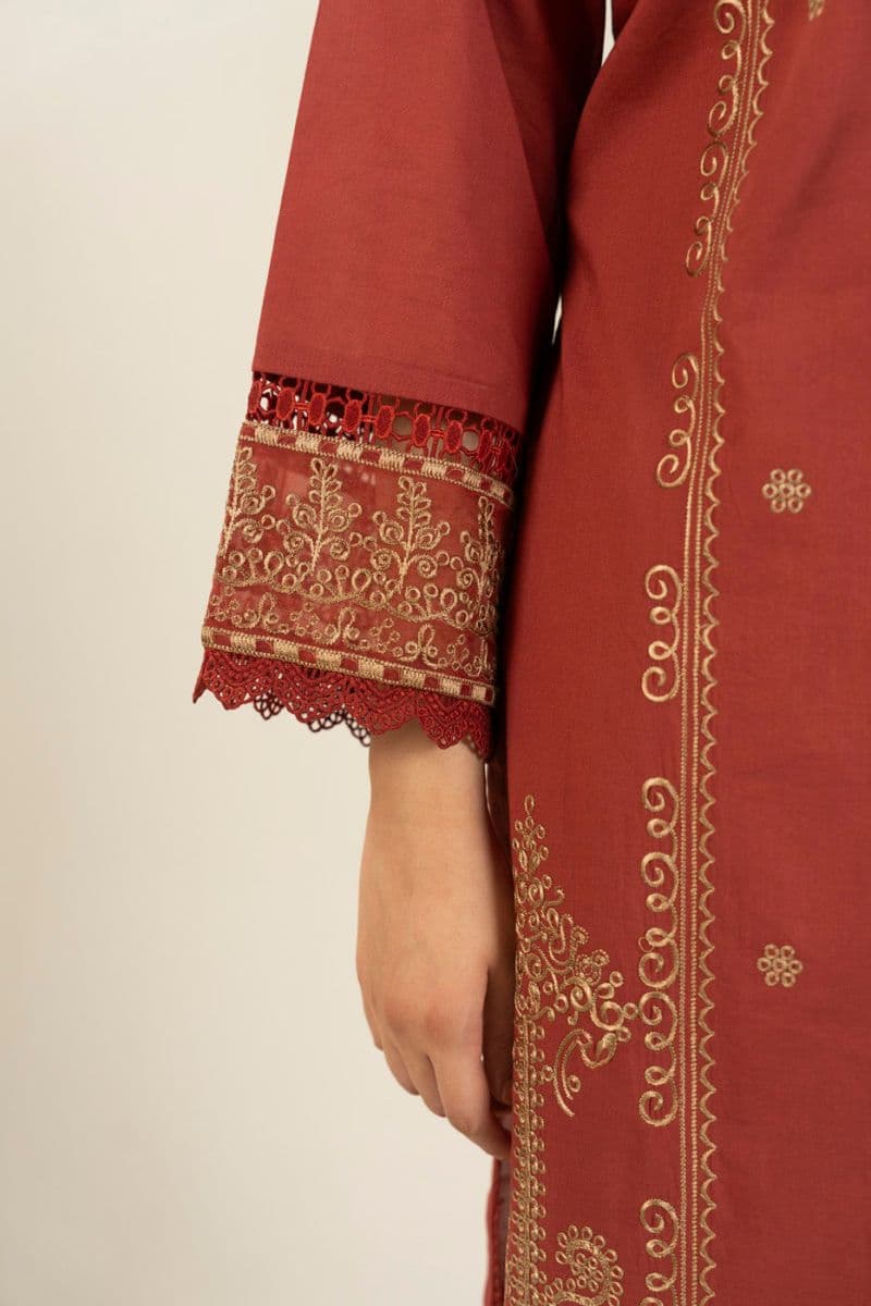 Maroon Embroidered Lawn 3 Piece Unstitched Suit thumbnail