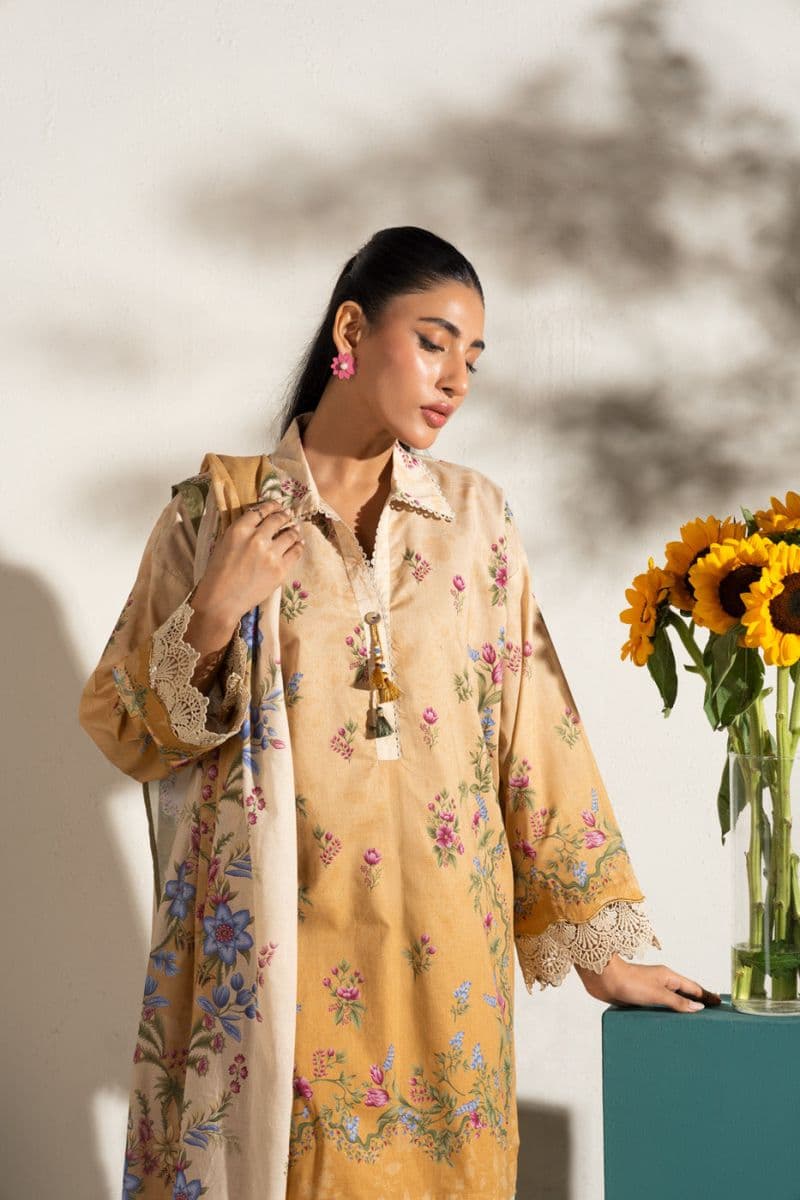 Mustard Printed Lawn Dupatta thumbnail