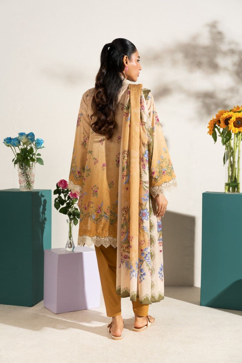 Mustard Printed Lawn Dupatta thumbnail
