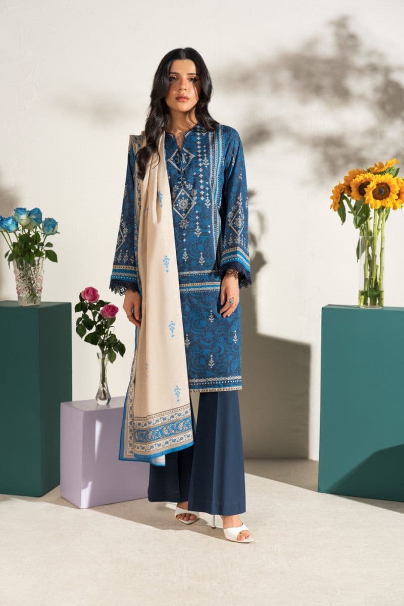 Blue Printed Lawn 3 Piece Unstitched Suit thumbnail
