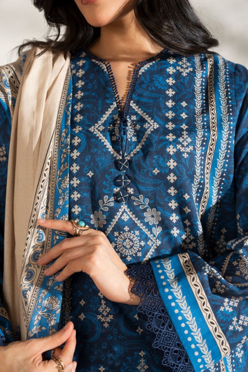 Blue Printed Lawn 3 Piece Unstitched Suit thumbnail