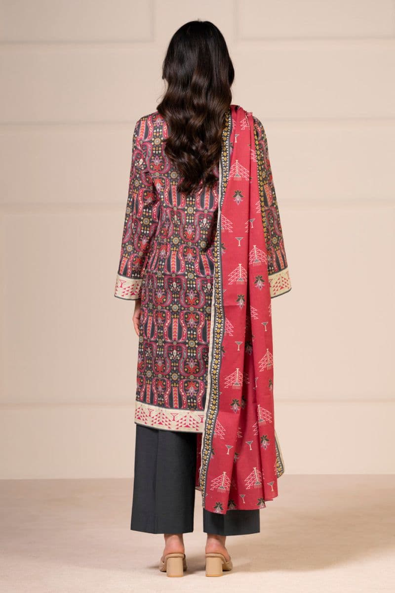 Charcoal Printed Lawn 2 Piece Dupatta thumbnail