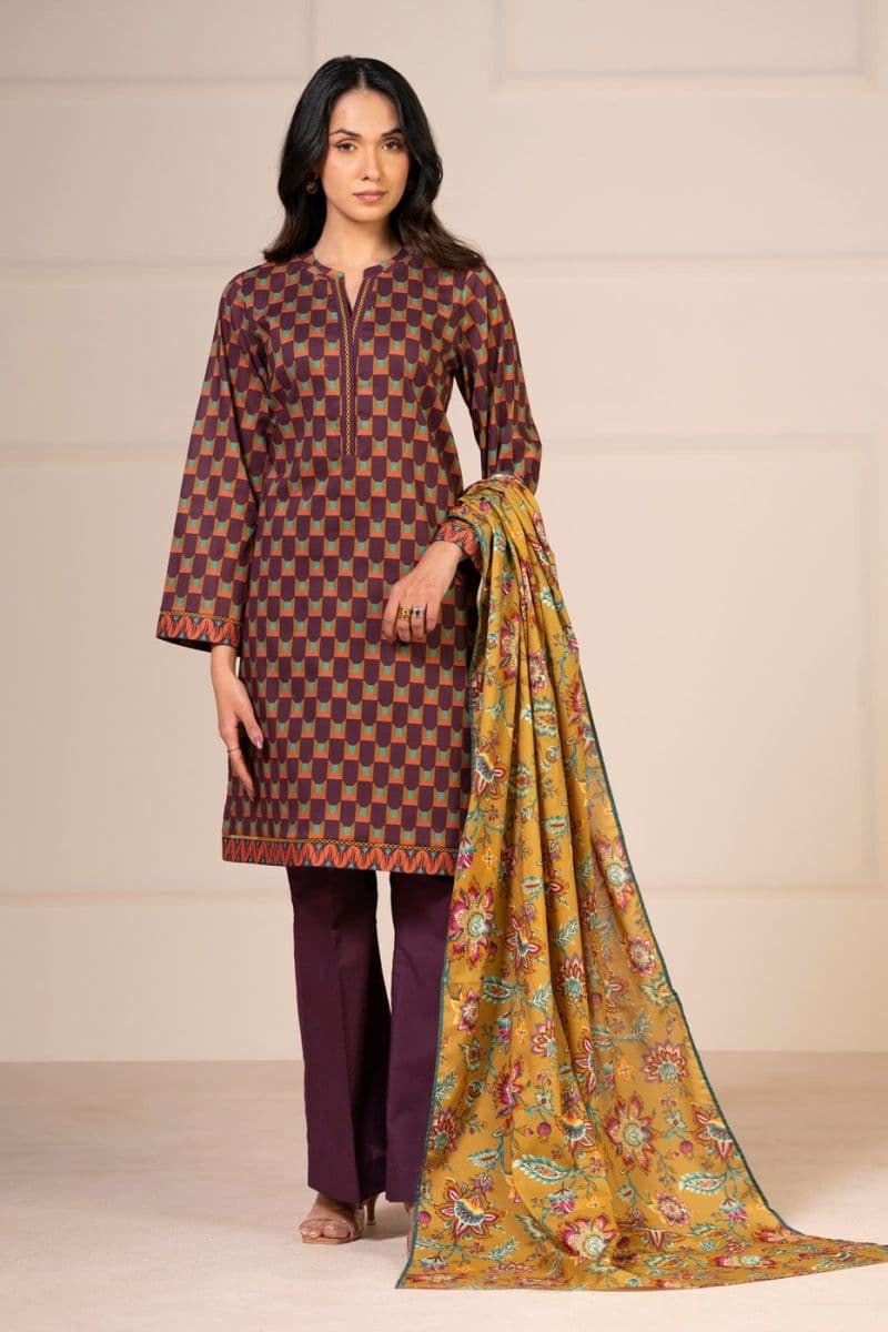 Purple Printed Lawn 2 Piece Dupatta thumbnail