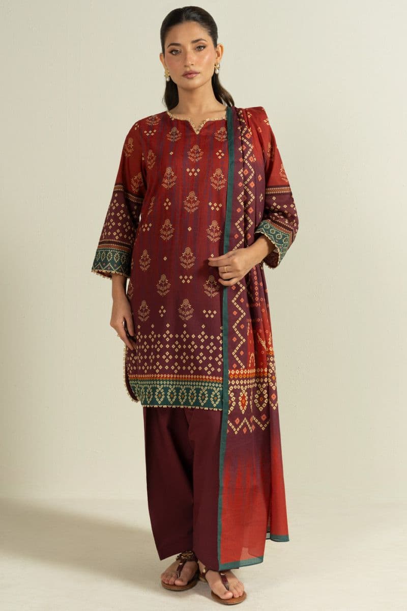 Terracotta Printed Lawn 2 Piece Dupatta thumbnail