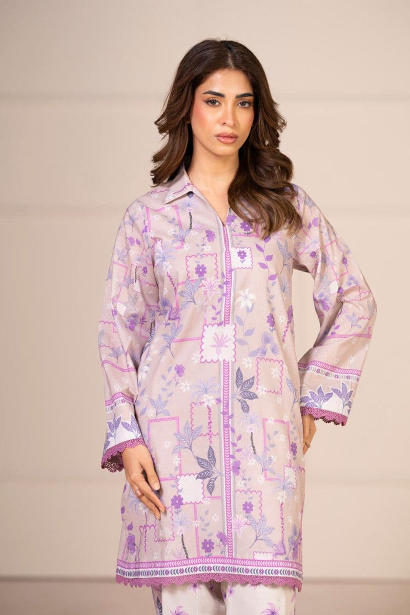 Sand Pink Printed Lawn 2 Piece Unstitched Suit thumbnail