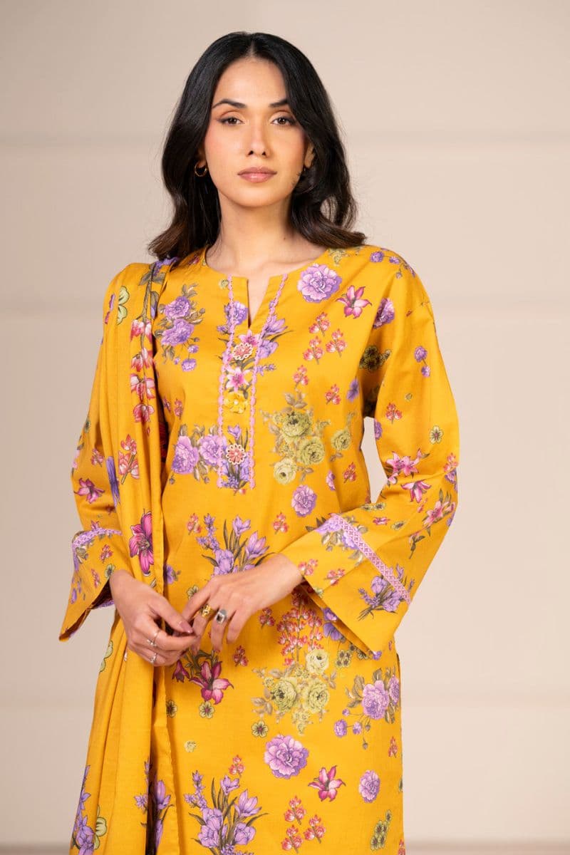 Mustard Printed Lawn 2 Piece Dupatta thumbnail