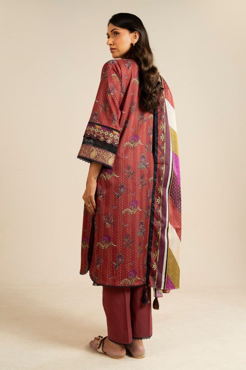 Rust Printed Lawn 3 Piece Unstitched Suit thumbnail