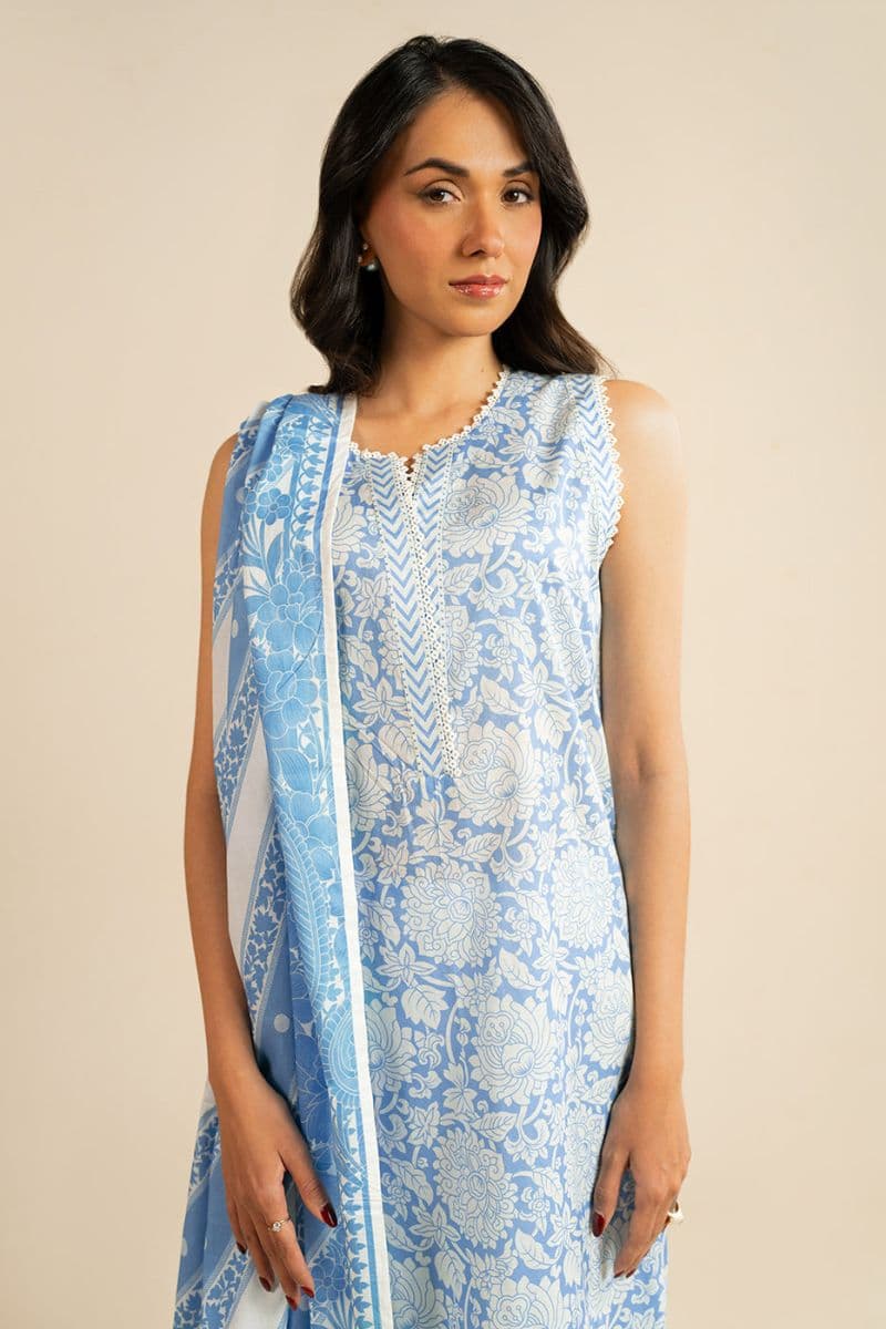 Blue Printed Lawn 3 Piece Unstitched Suit thumbnail