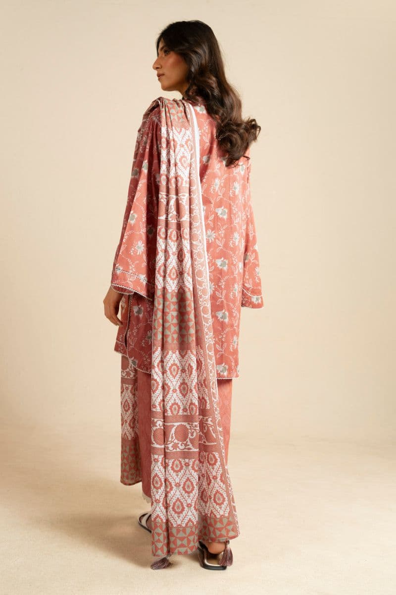 Rust Printed Lawn 3 Piece Unstitched Suit thumbnail