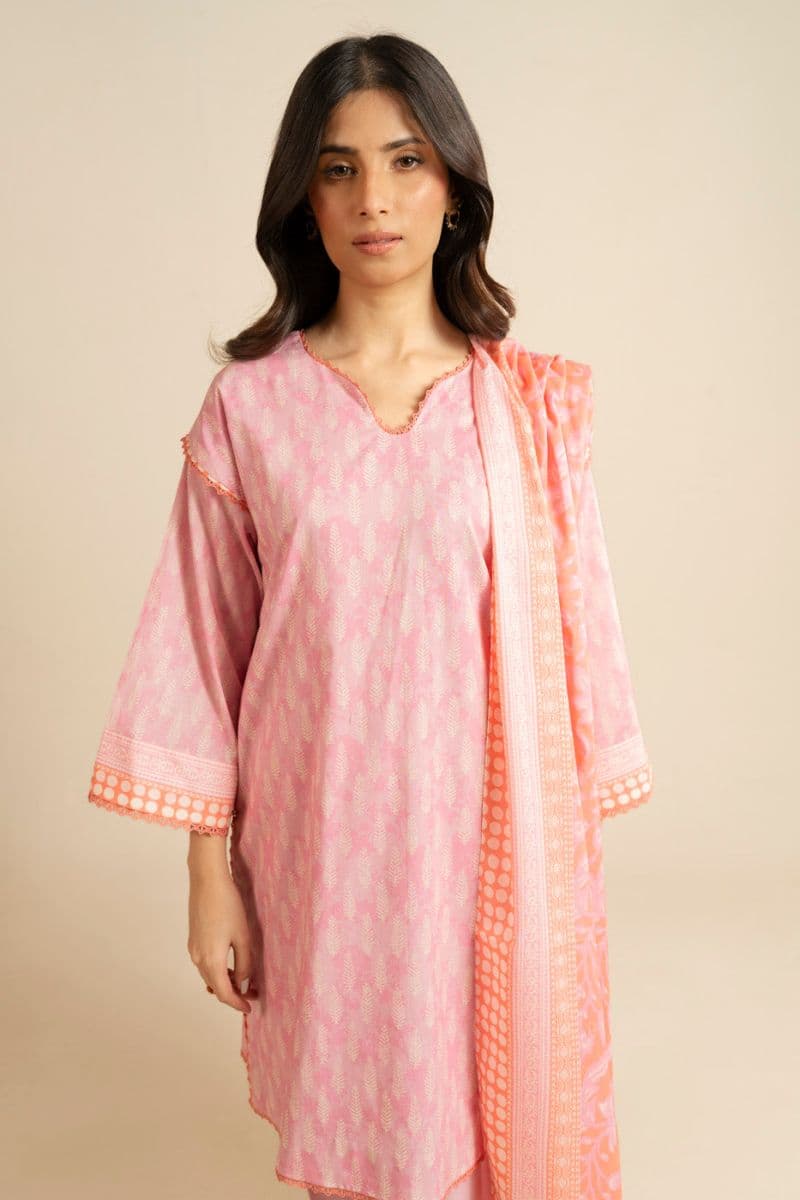 Pink Printed Lawn 3 Piece Unstitched Suit thumbnail