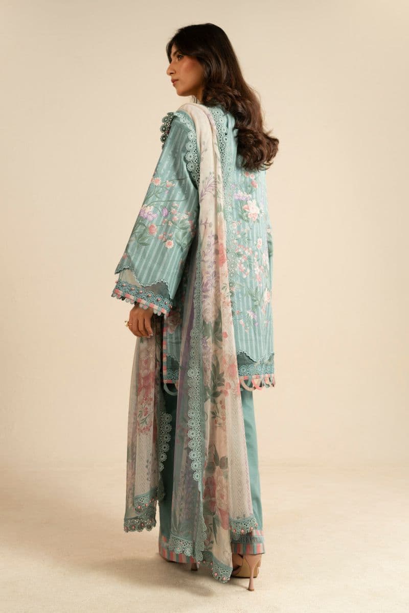 Sea Green Printed Dobby Lawn 3 Piece Unstitched Suit thumbnail