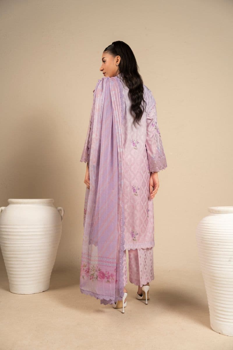 Purple Embroidered Cotton Filament 3 Piece Unstitched Suit thumbnail