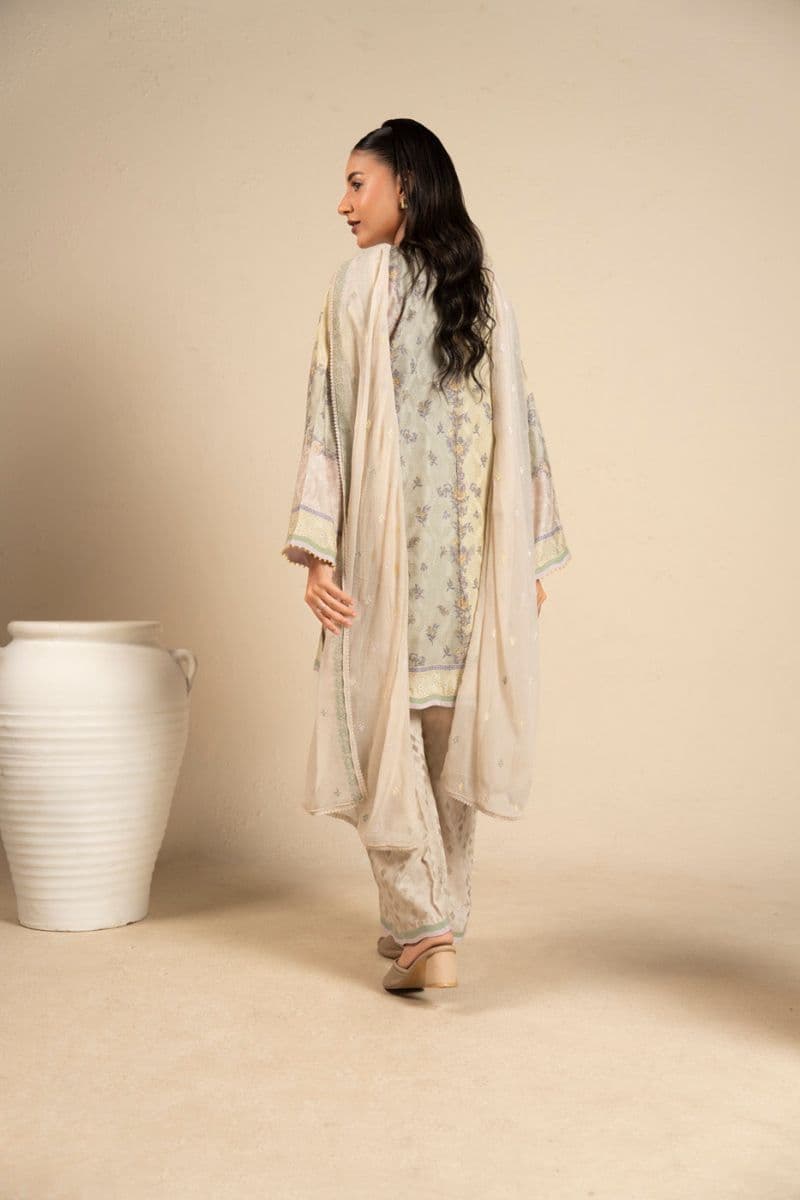 Green Embroidered Cotton Filament 3 Piece Unstitched Suit thumbnail