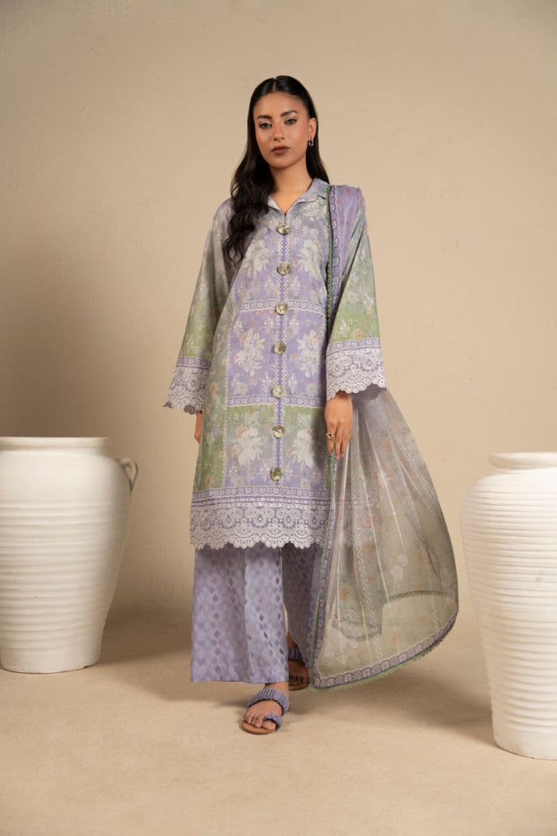 Lilac Embroidered Cotton Filament 3 Piece Unstitched Suit thumbnail