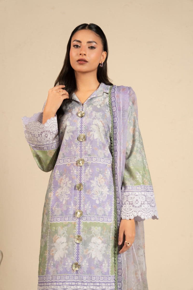 Lilac Embroidered Cotton Filament 3 Piece Unstitched Suit thumbnail