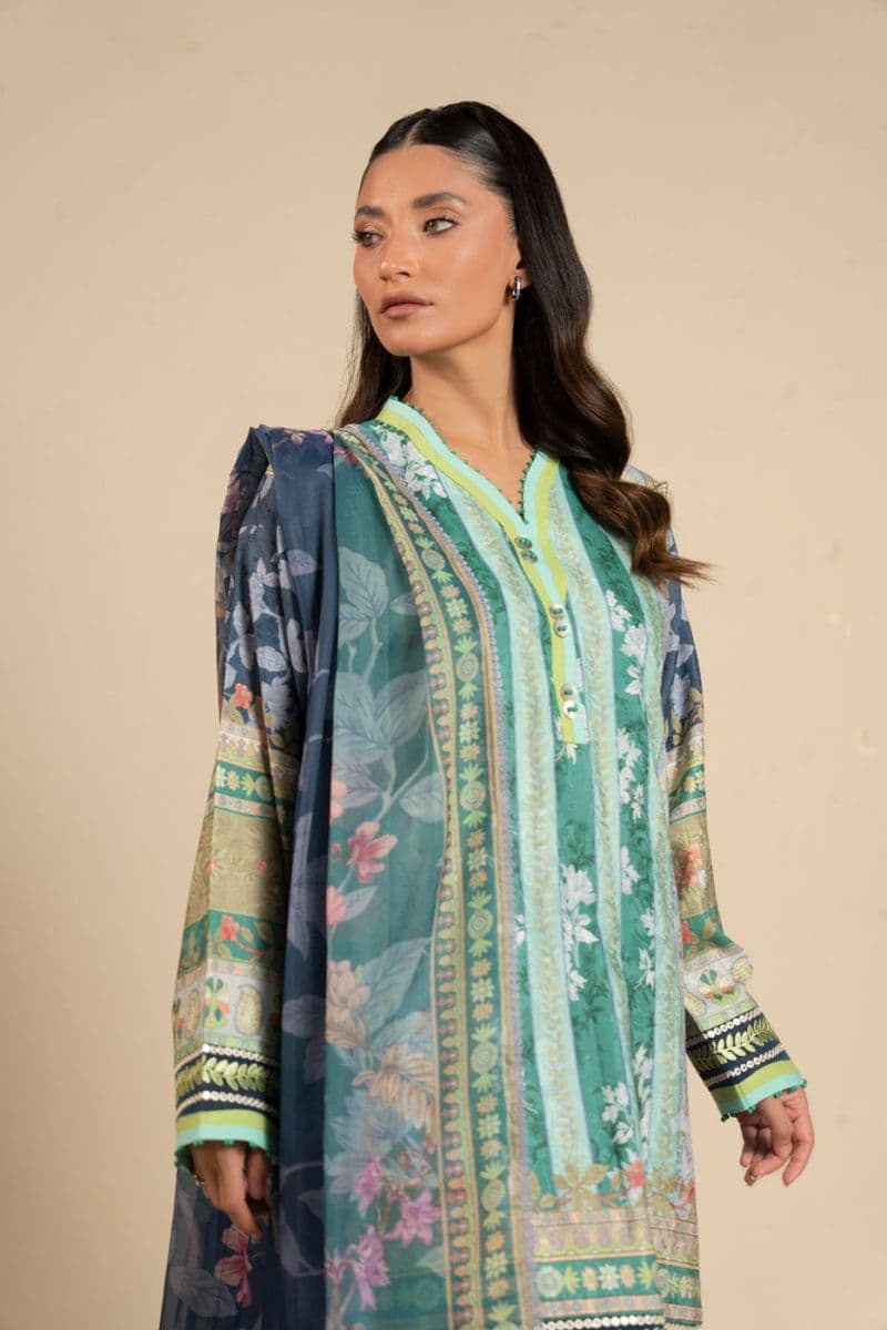 Blue Embroidered Cotton Filament 3 Piece Unstitched Suit thumbnail