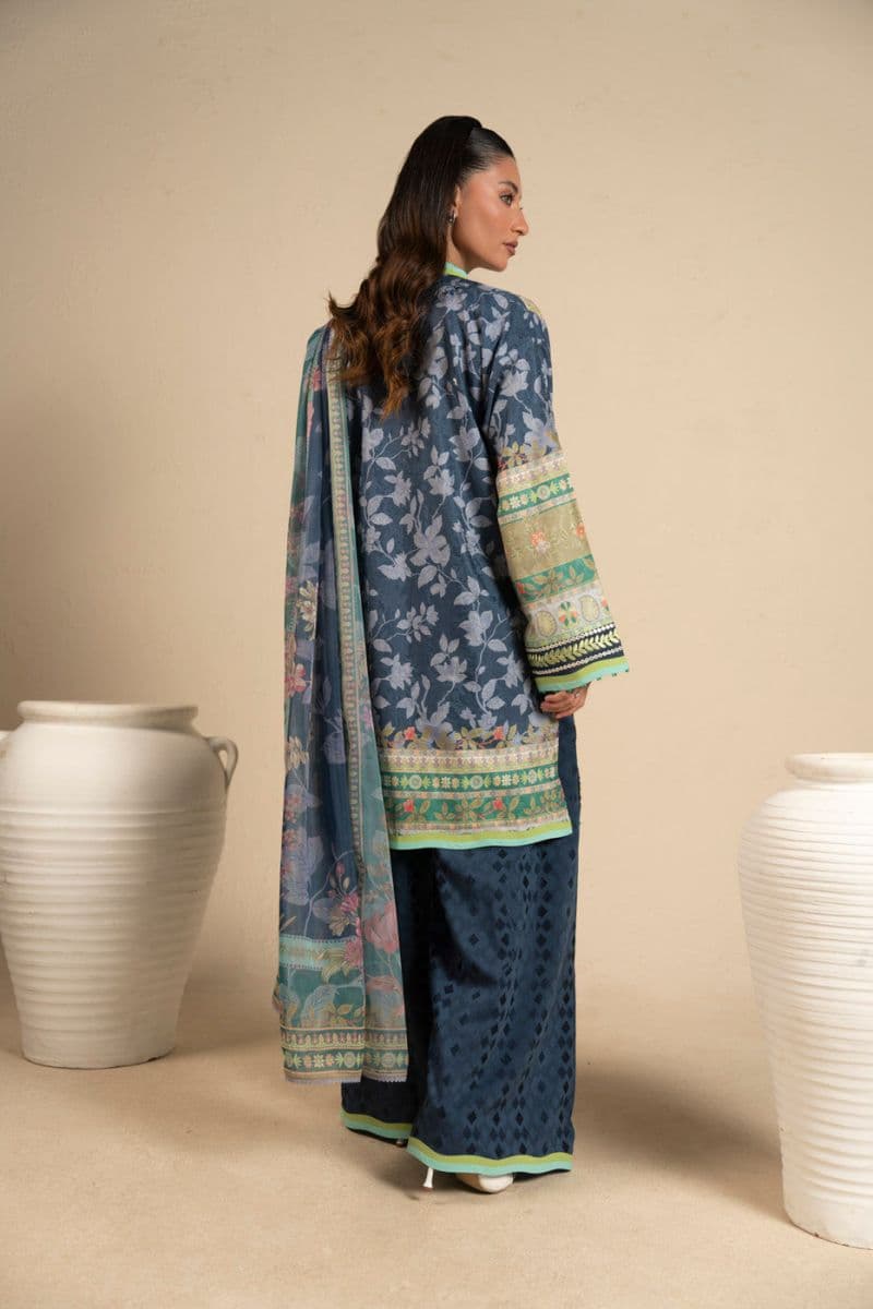 Blue Embroidered Cotton Filament 3 Piece Unstitched Suit thumbnail