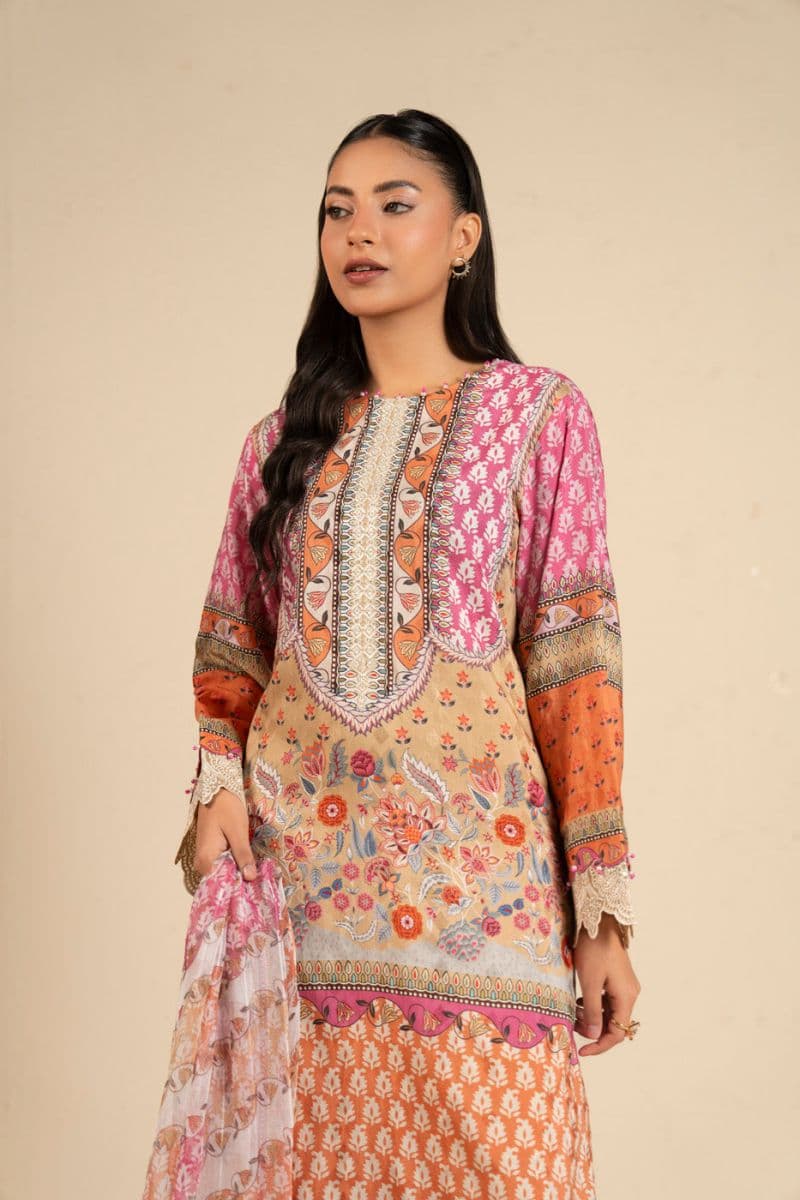 Sand Embroidered Cotton Filament 3 Piece Unstitched Suit thumbnail