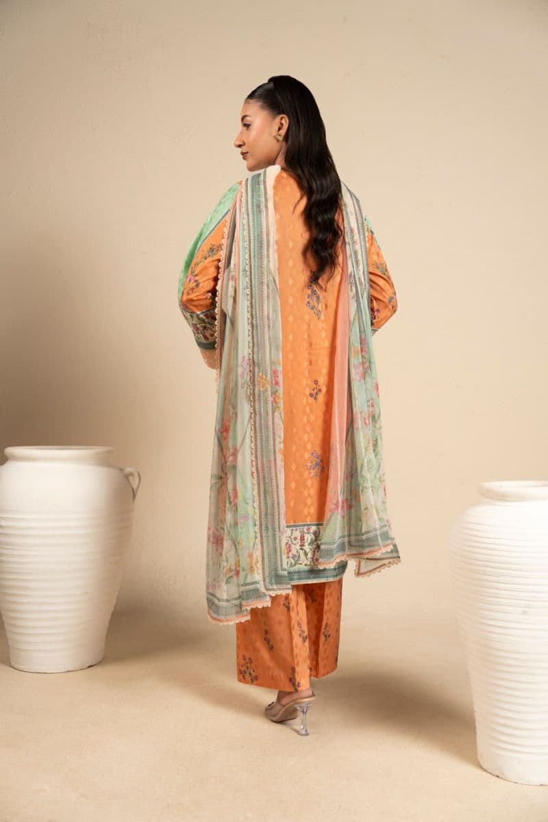 Orange Embroidered Cotton Filament 3 Piece Unstitched Suit thumbnail
