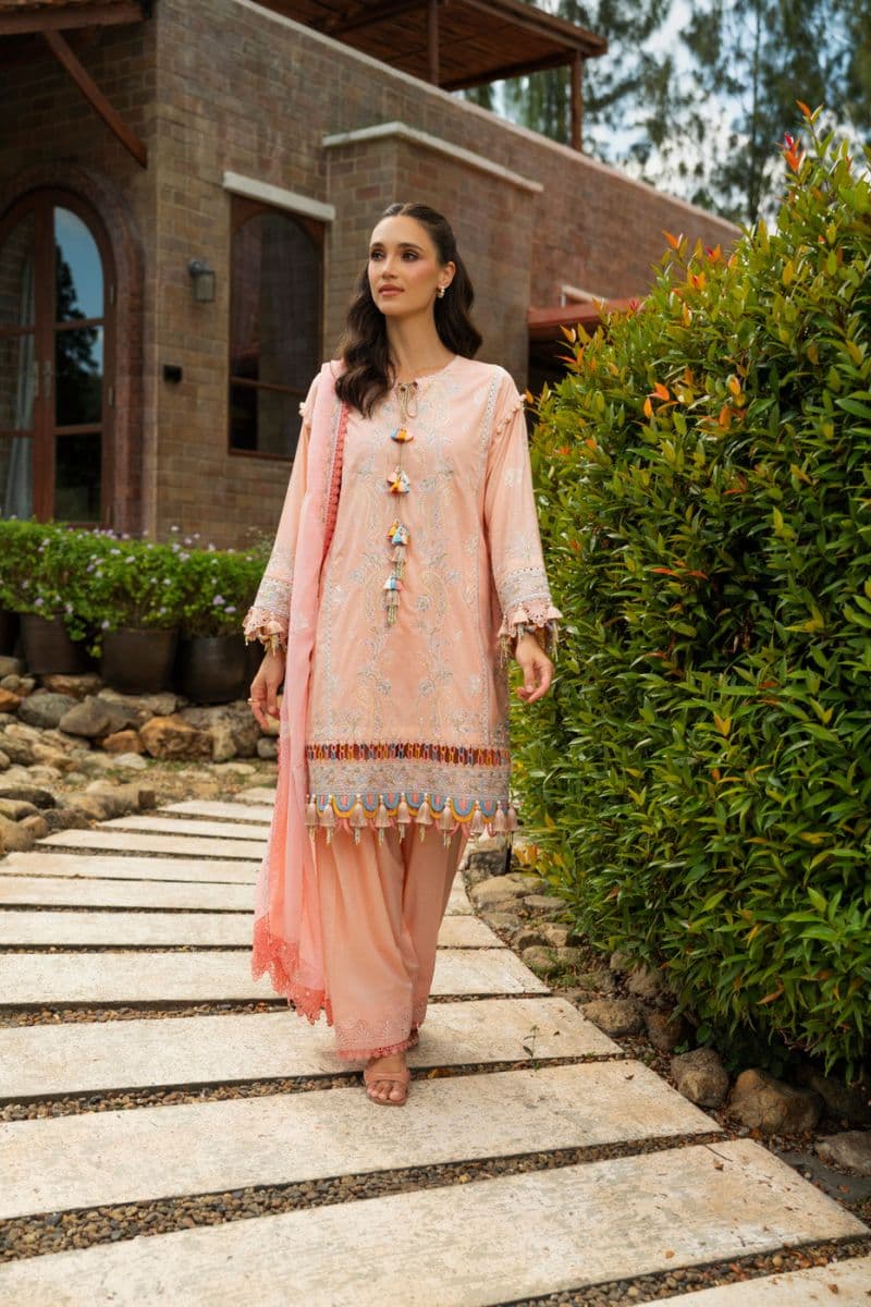 Peach Embroidered Lawn 3 Piece Unstitched Suit thumbnail